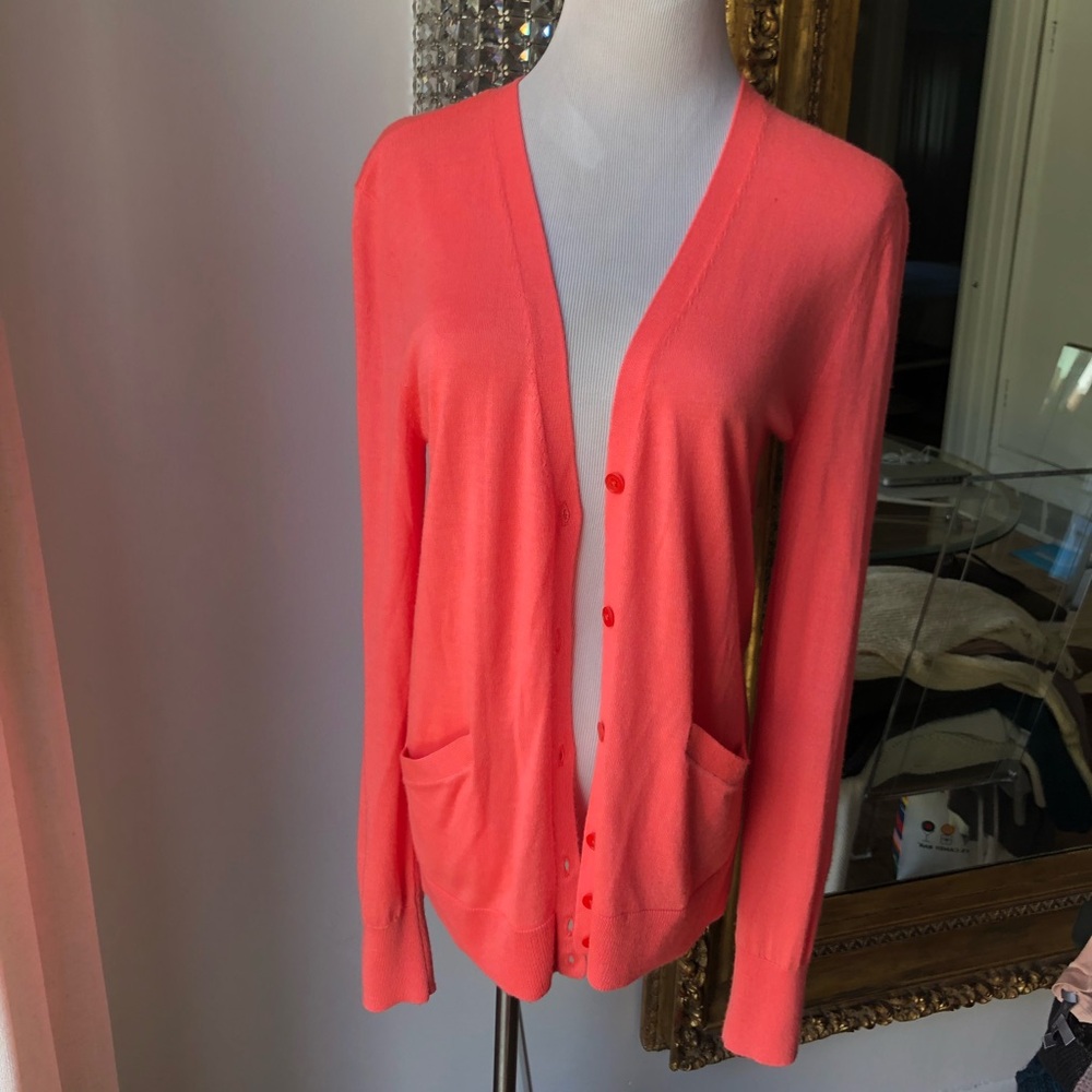 Equipment femme silk cashmere neon pink cardigan size Small
